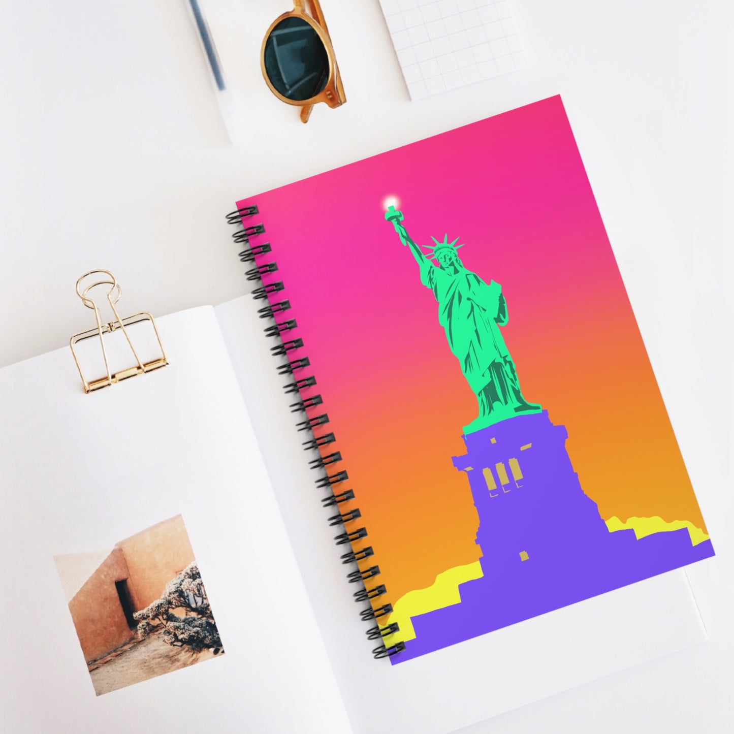 Statue of Liberty Pop Art, Spiral Notebook, Ruled Line