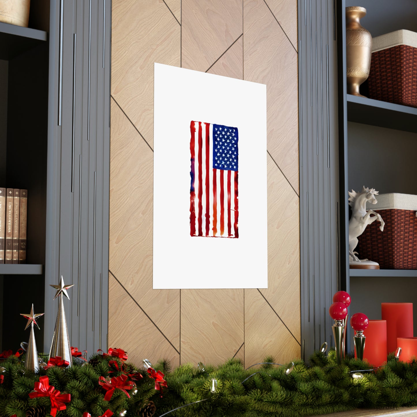 American Flag Watercolor, Premium Matte Vertical Posters