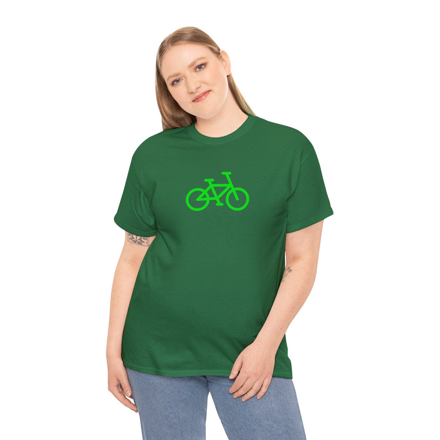 BIKE Unisex Heavy Cotton Tee, Green Print