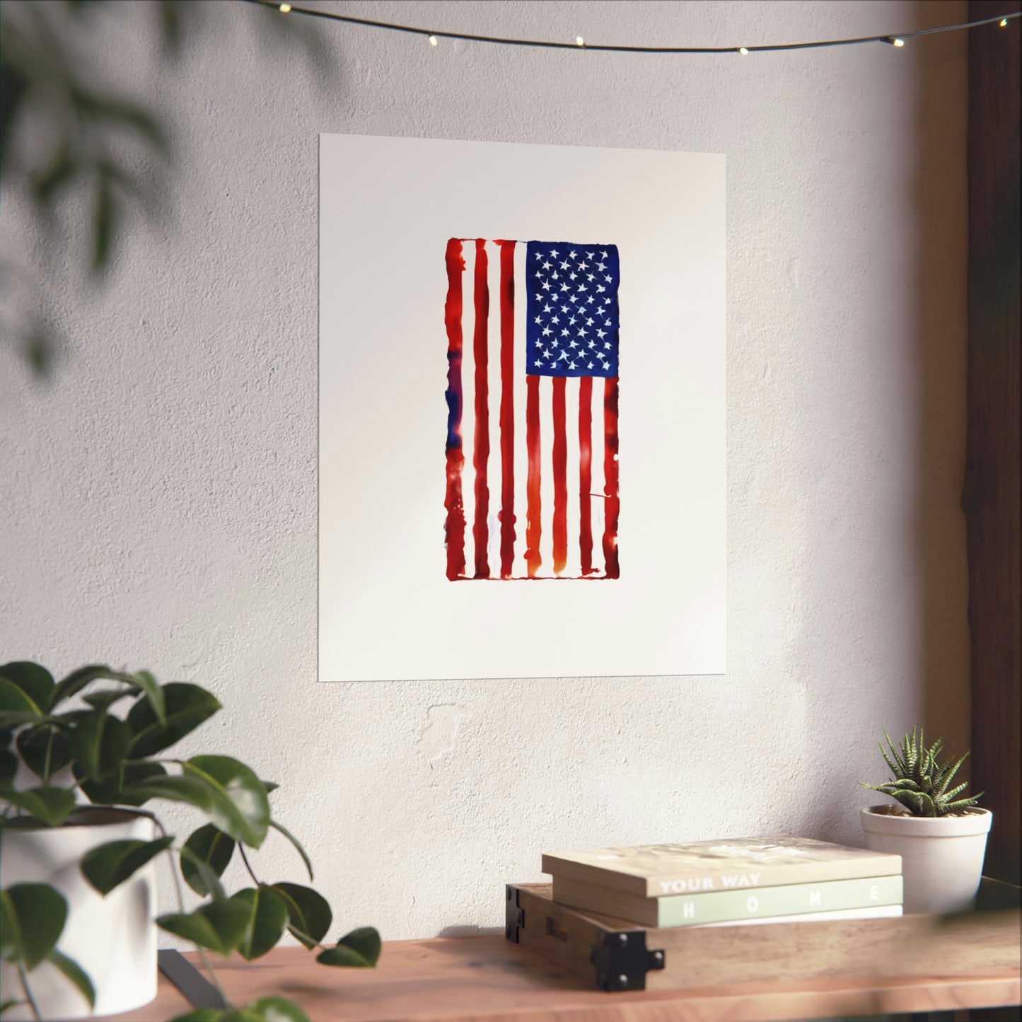 American Flag Watercolor, Premium Matte Vertical Posters