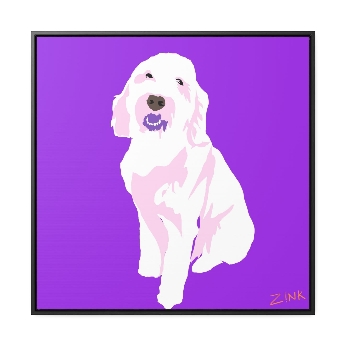 Dog Art, Square Framed Premium Gallery Wrap Canvas