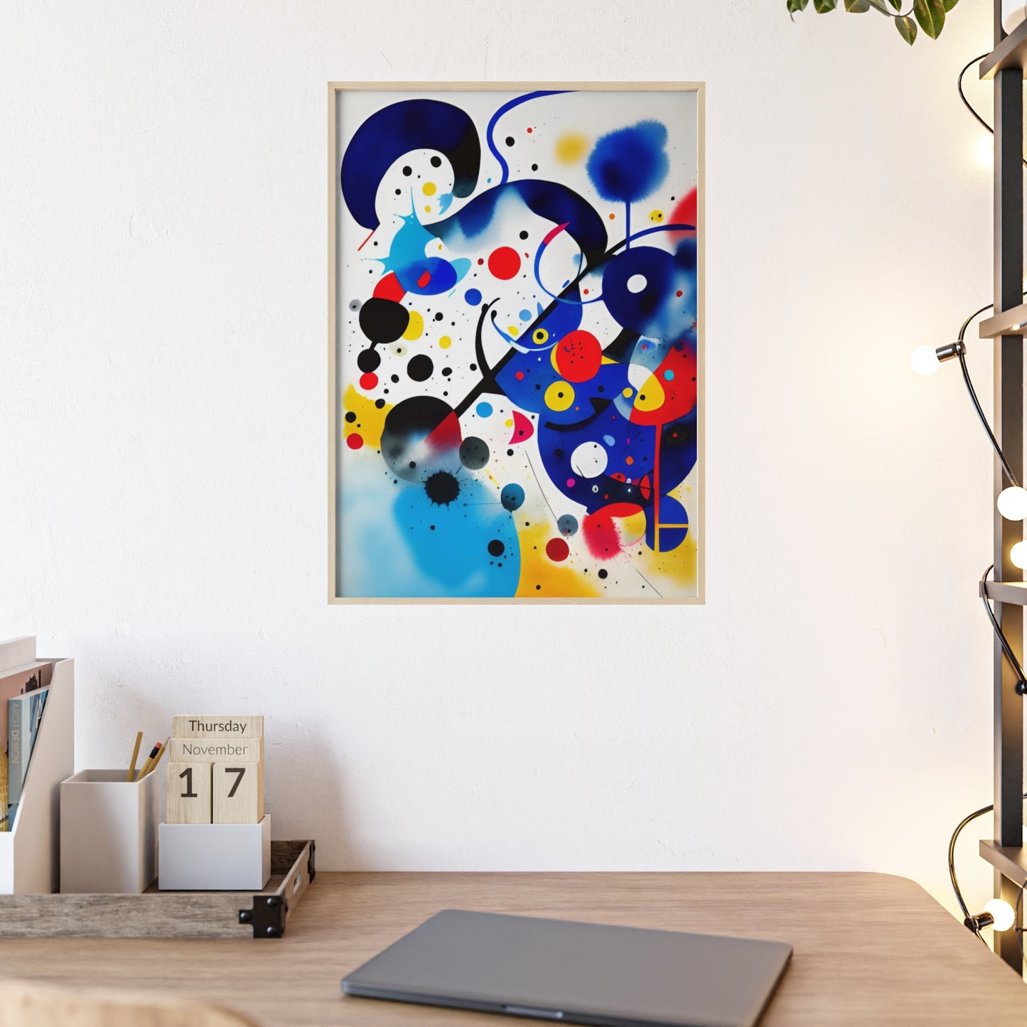 Poster with Wooden Frame, Inspired by Miro