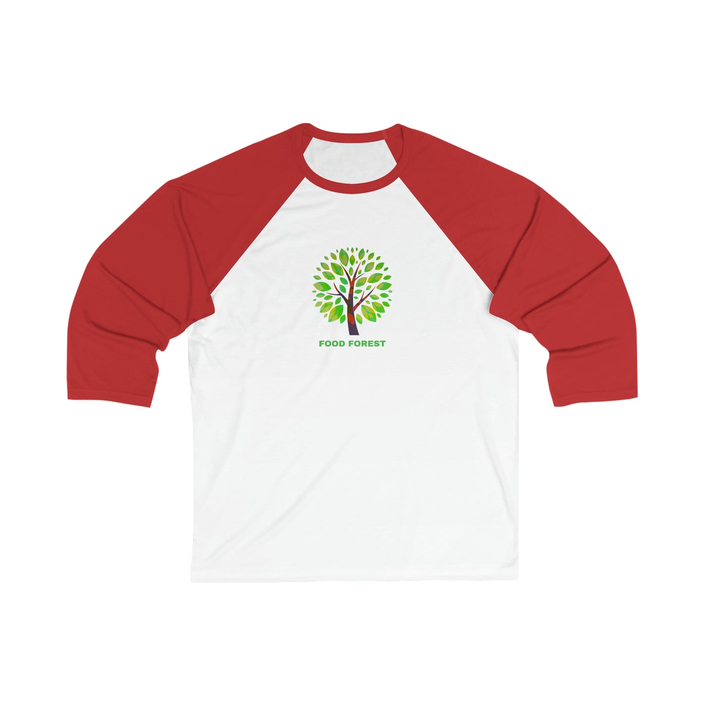 FOOD FOREST Unisex 3\4 Sleeve Baseball Tee