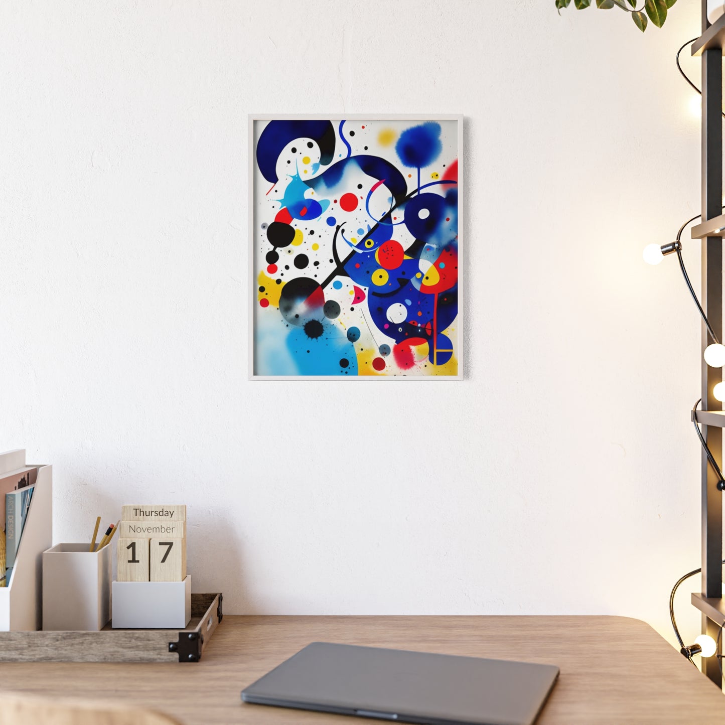 Poster with Wooden Frame, Inspired by Miro