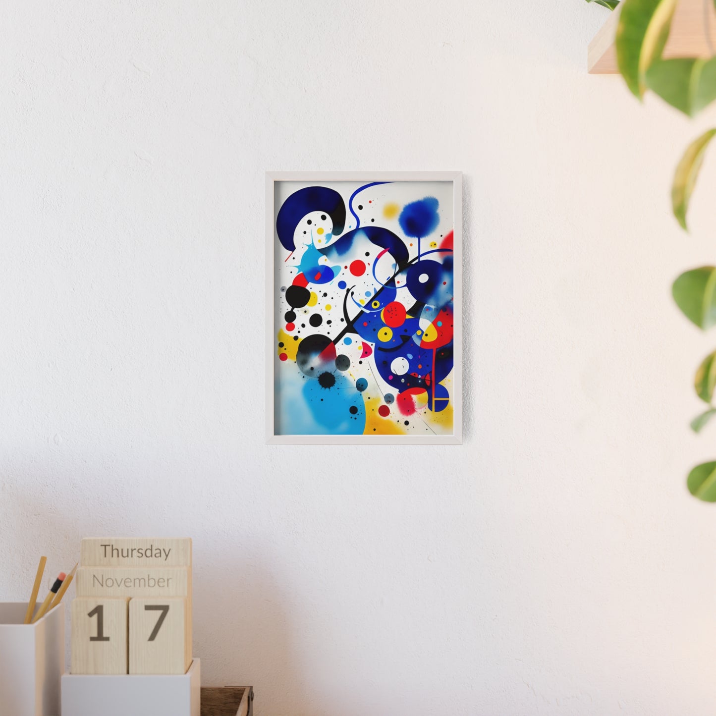 Poster with Wooden Frame, Inspired by Miro