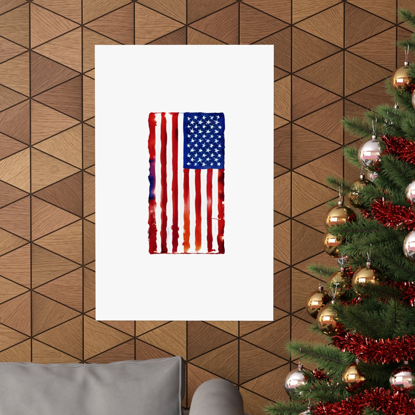 American Flag Watercolor, Premium Matte Vertical Posters