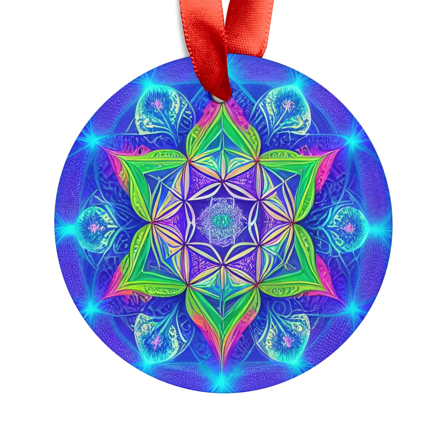 Sacred Geometry Acrylic Ornament with Ribbon