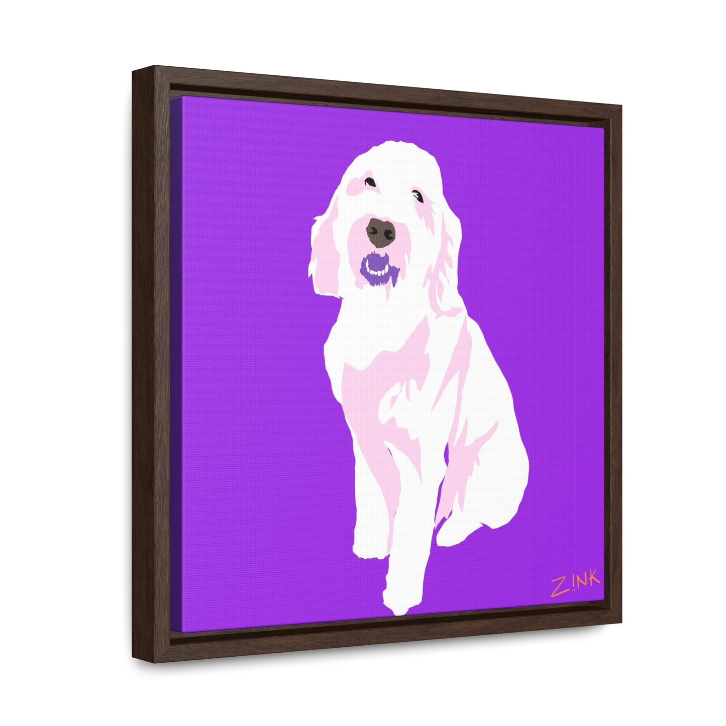 Dog Art, Square Framed Premium Gallery Wrap Canvas