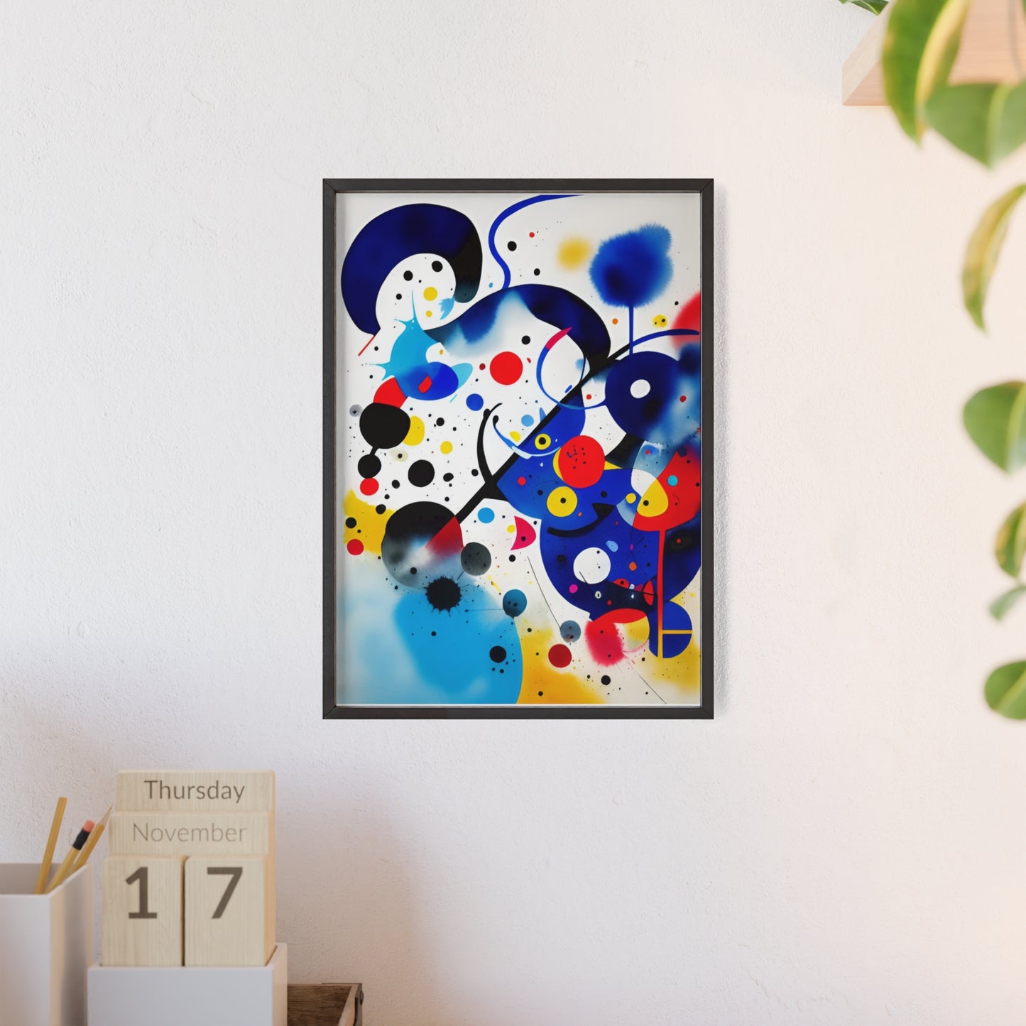 Poster with Wooden Frame, Inspired by Miro