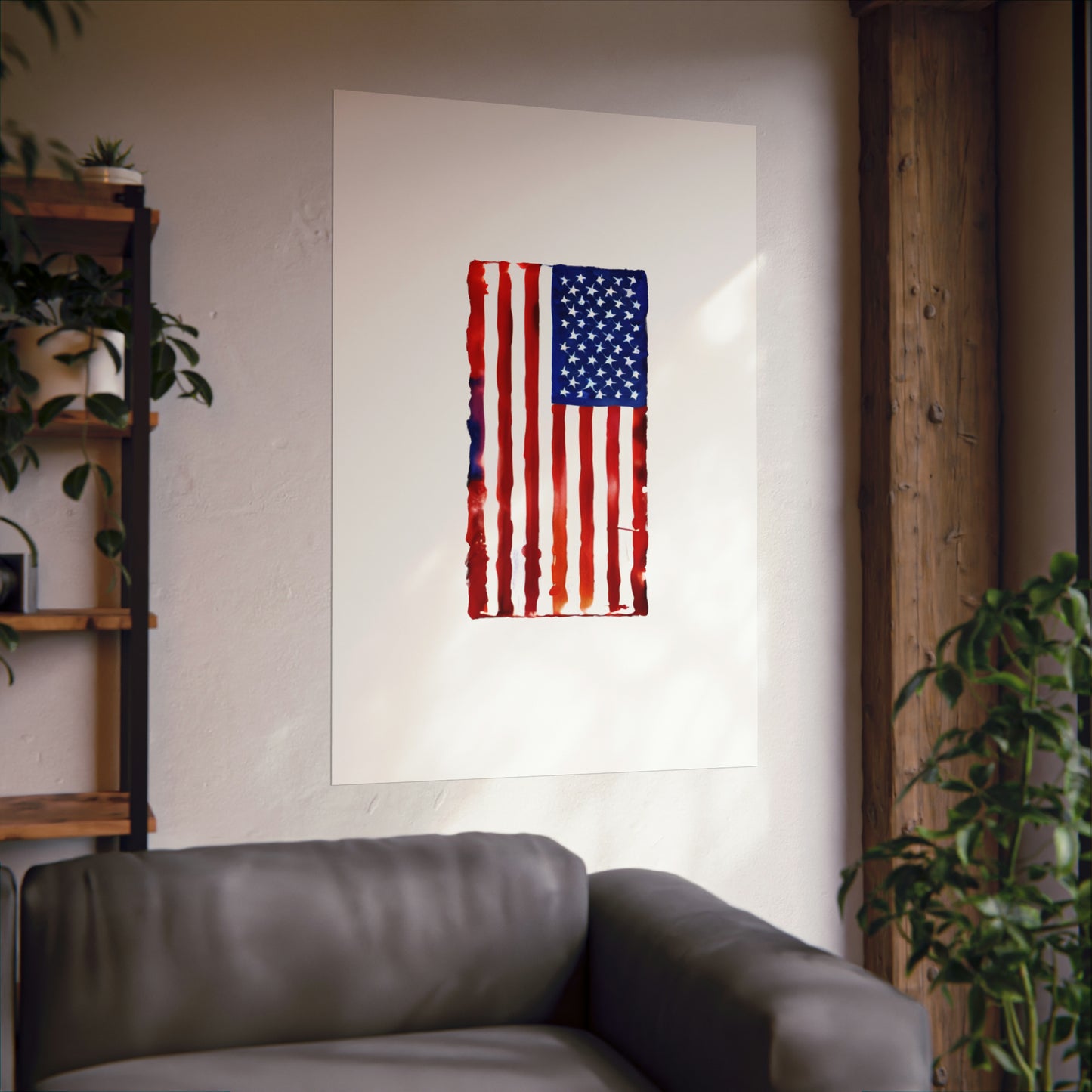 American Flag Watercolor, Premium Matte Vertical Posters