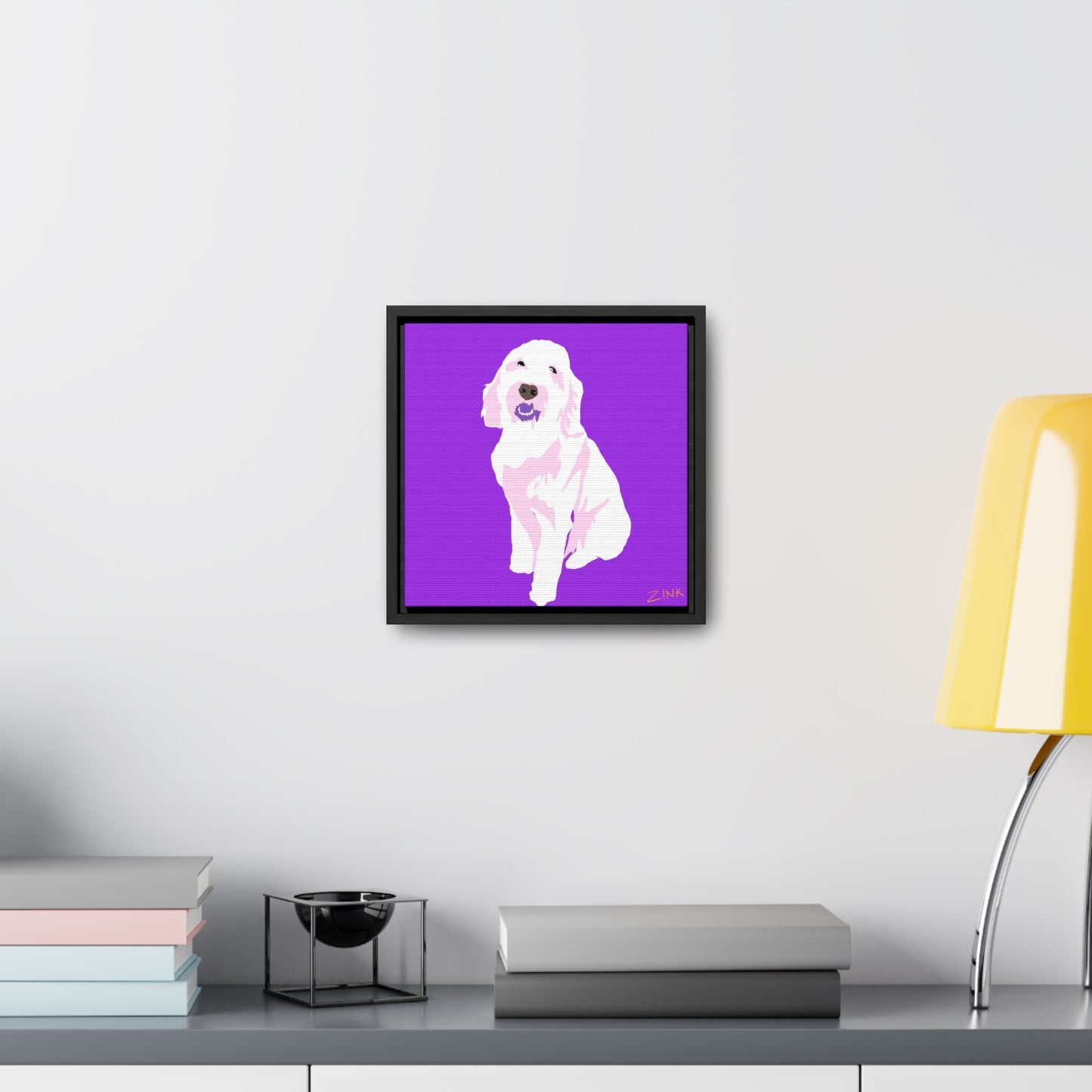 Dog Art, Square Framed Premium Gallery Wrap Canvas