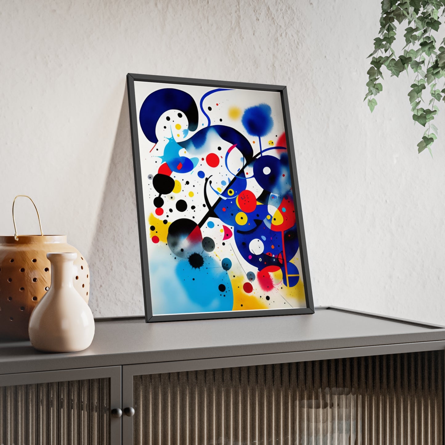 Poster with Wooden Frame, Inspired by Miro