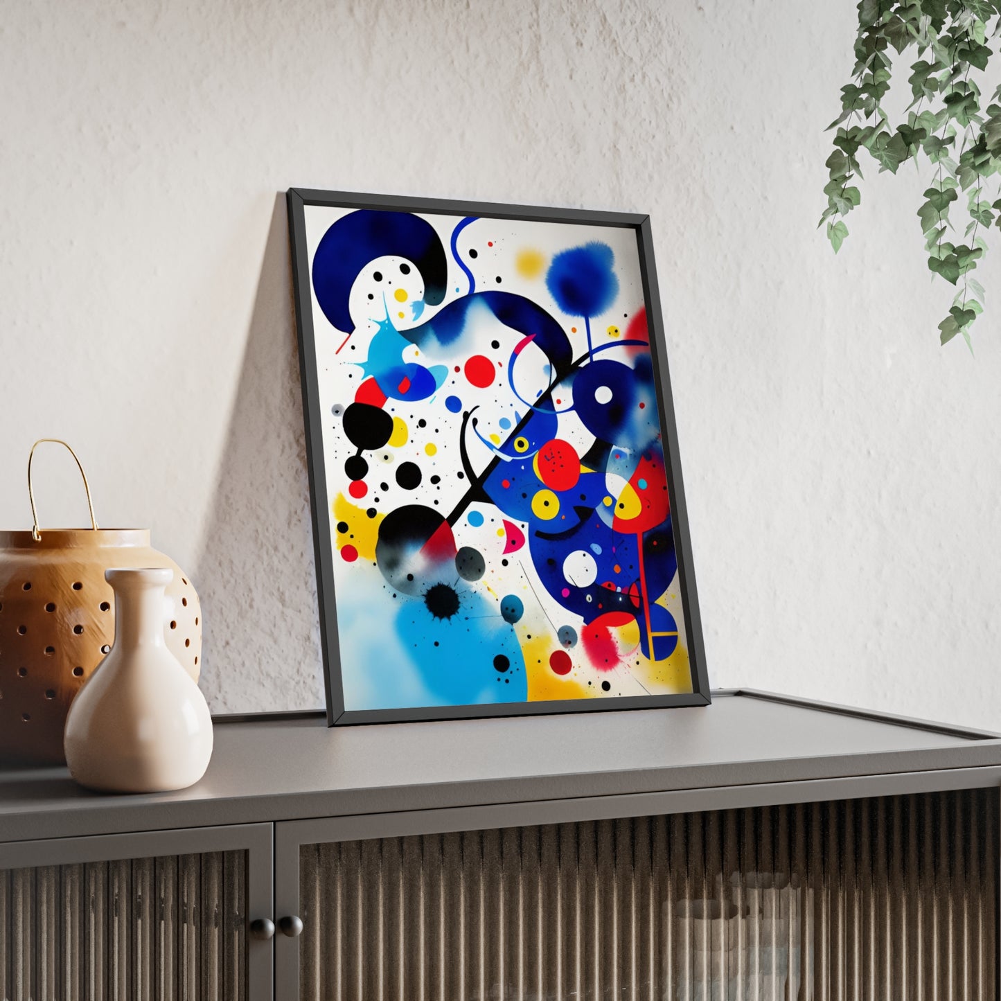 Poster with Wooden Frame, Inspired by Miro