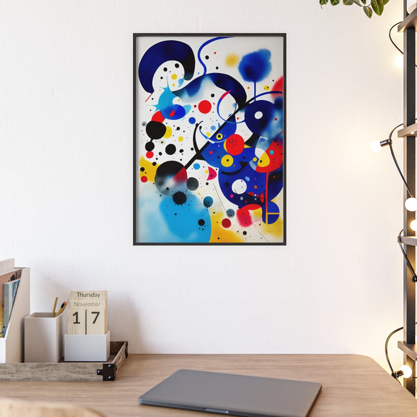 Poster with Wooden Frame, Inspired by Miro