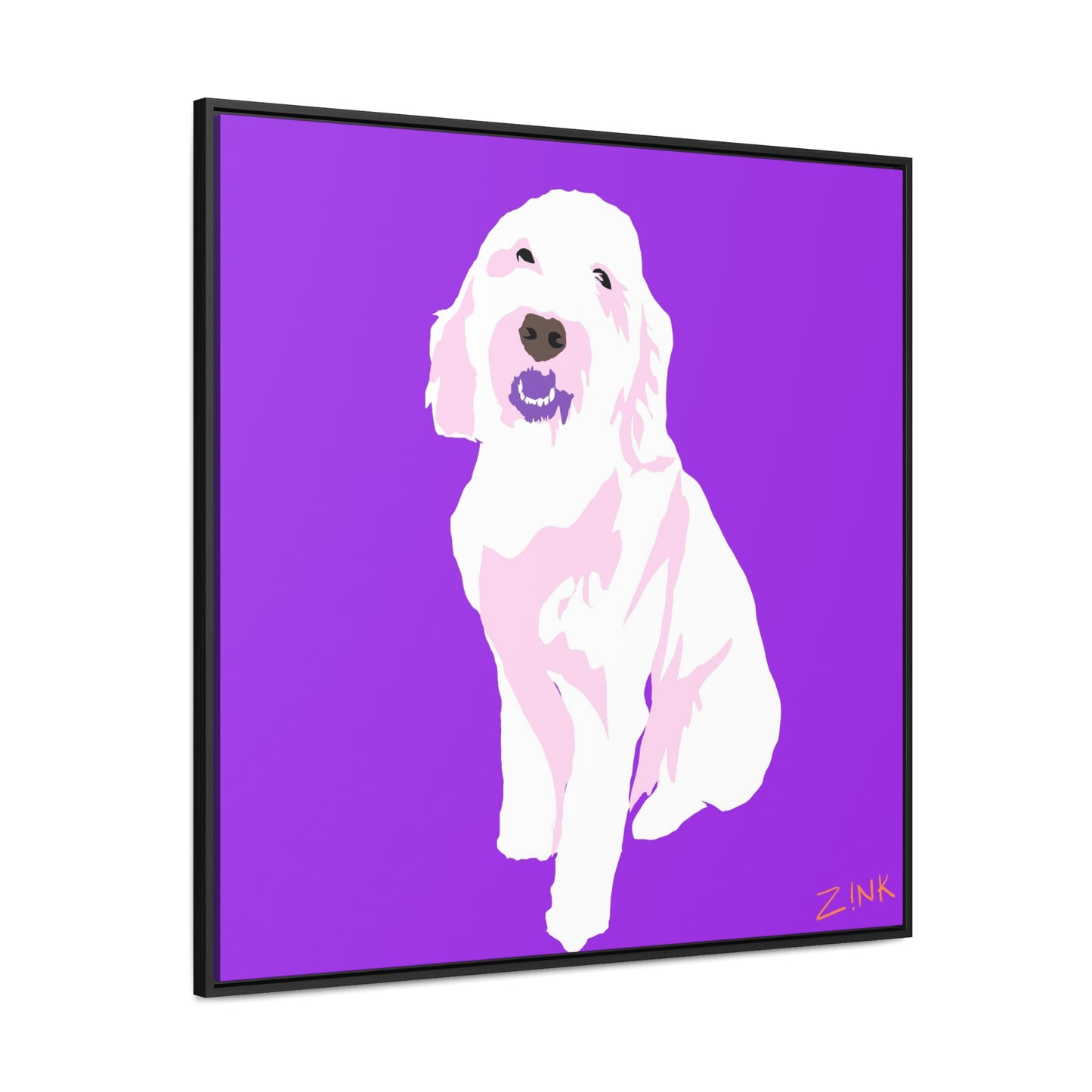 Dog Art, Square Framed Premium Gallery Wrap Canvas