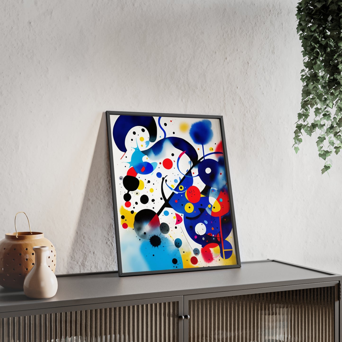 Poster with Wooden Frame, Inspired by Miro