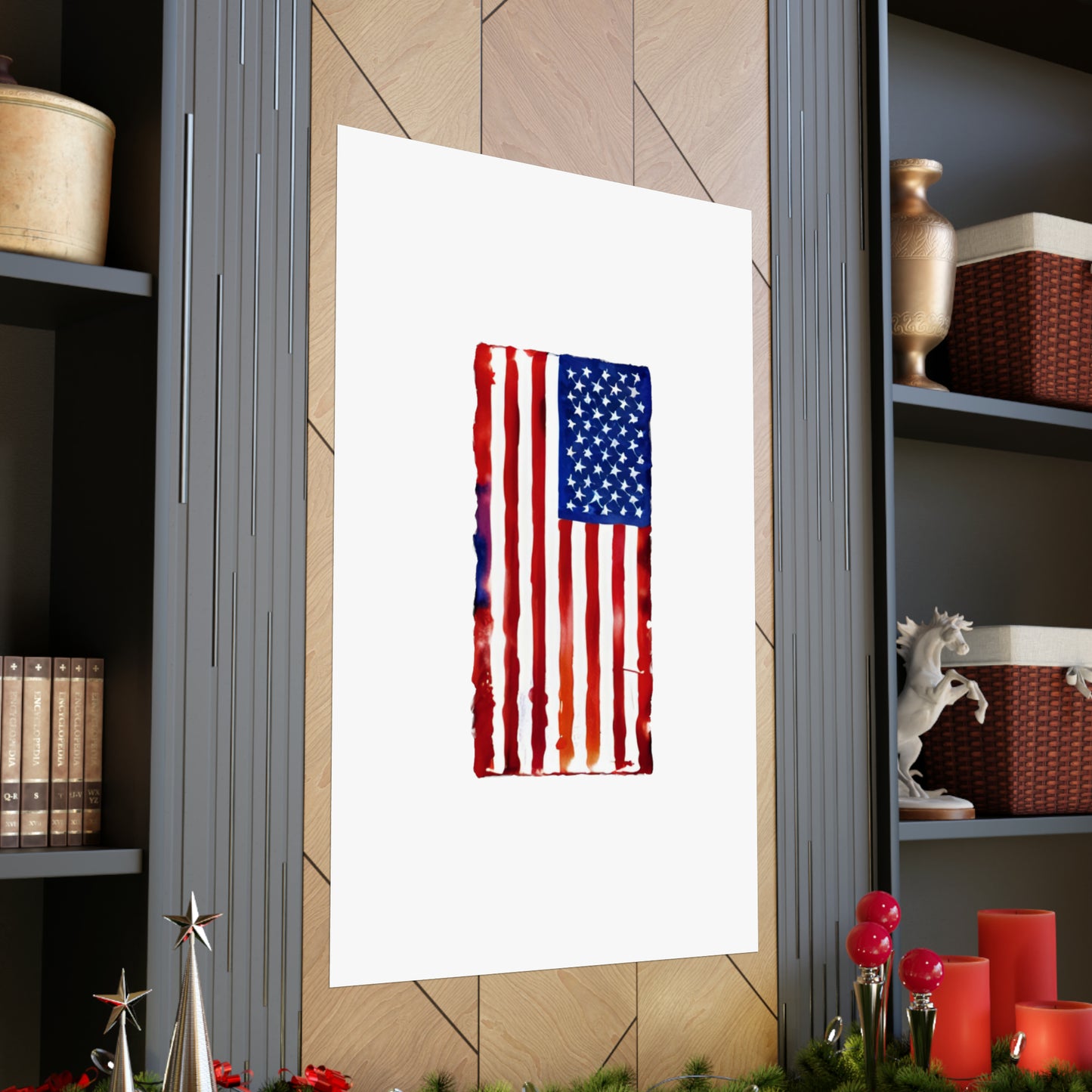 American Flag Watercolor, Premium Matte Vertical Posters