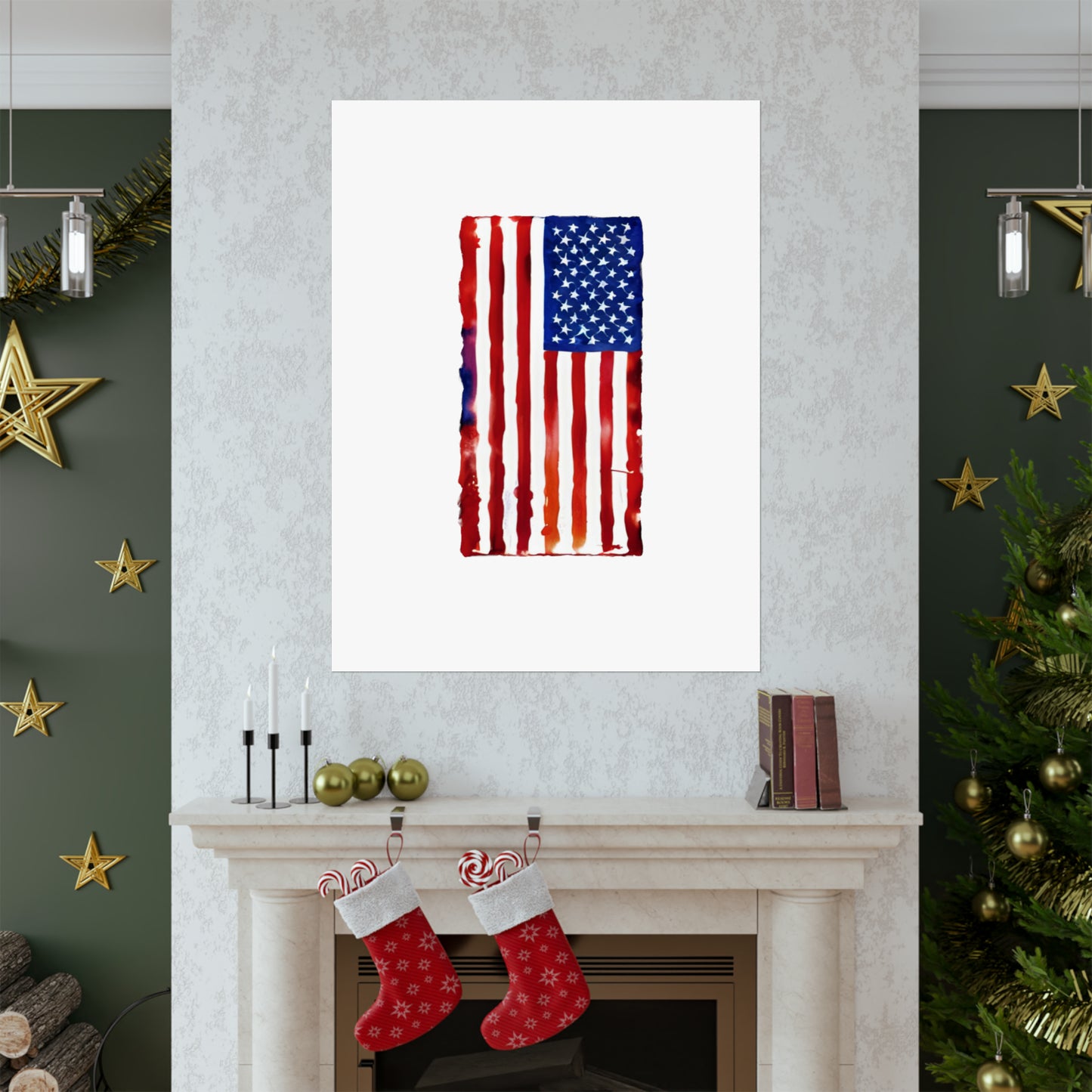 American Flag Watercolor, Premium Matte Vertical Posters