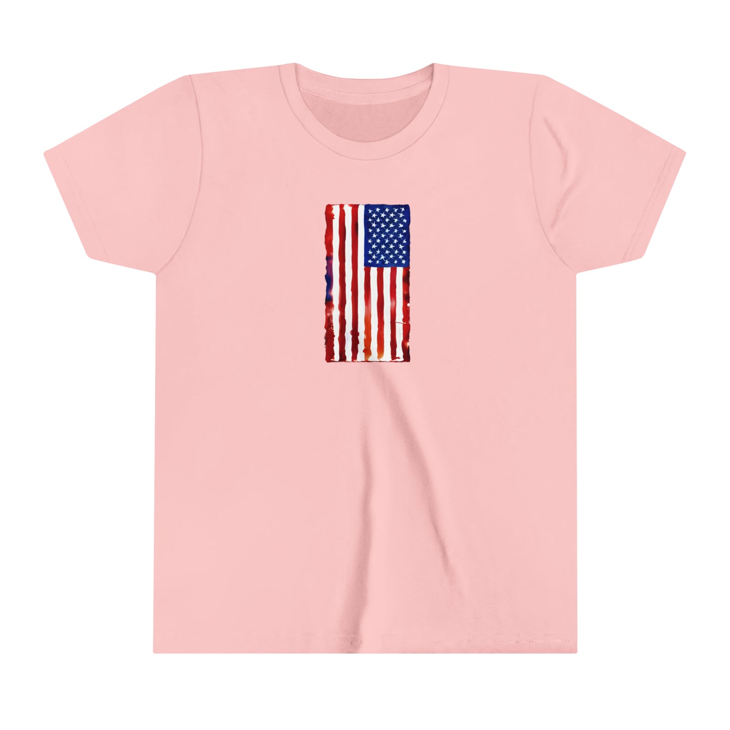 American Flag Watercolor Youth Short Sleeve Tee