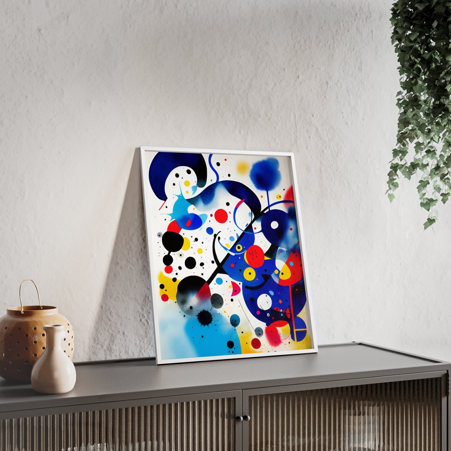 Poster with Wooden Frame, Inspired by Miro