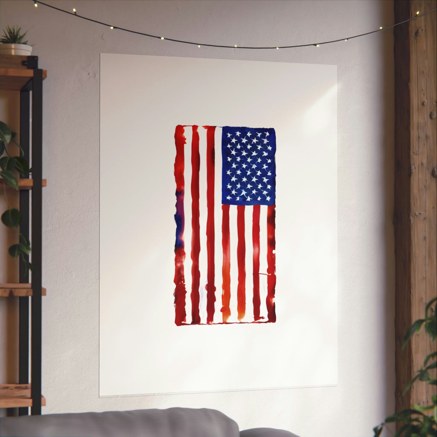 American Flag Watercolor, Premium Matte Vertical Posters