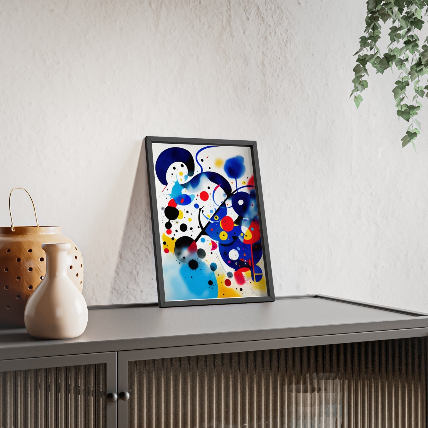 Poster with Wooden Frame, Inspired by Miro