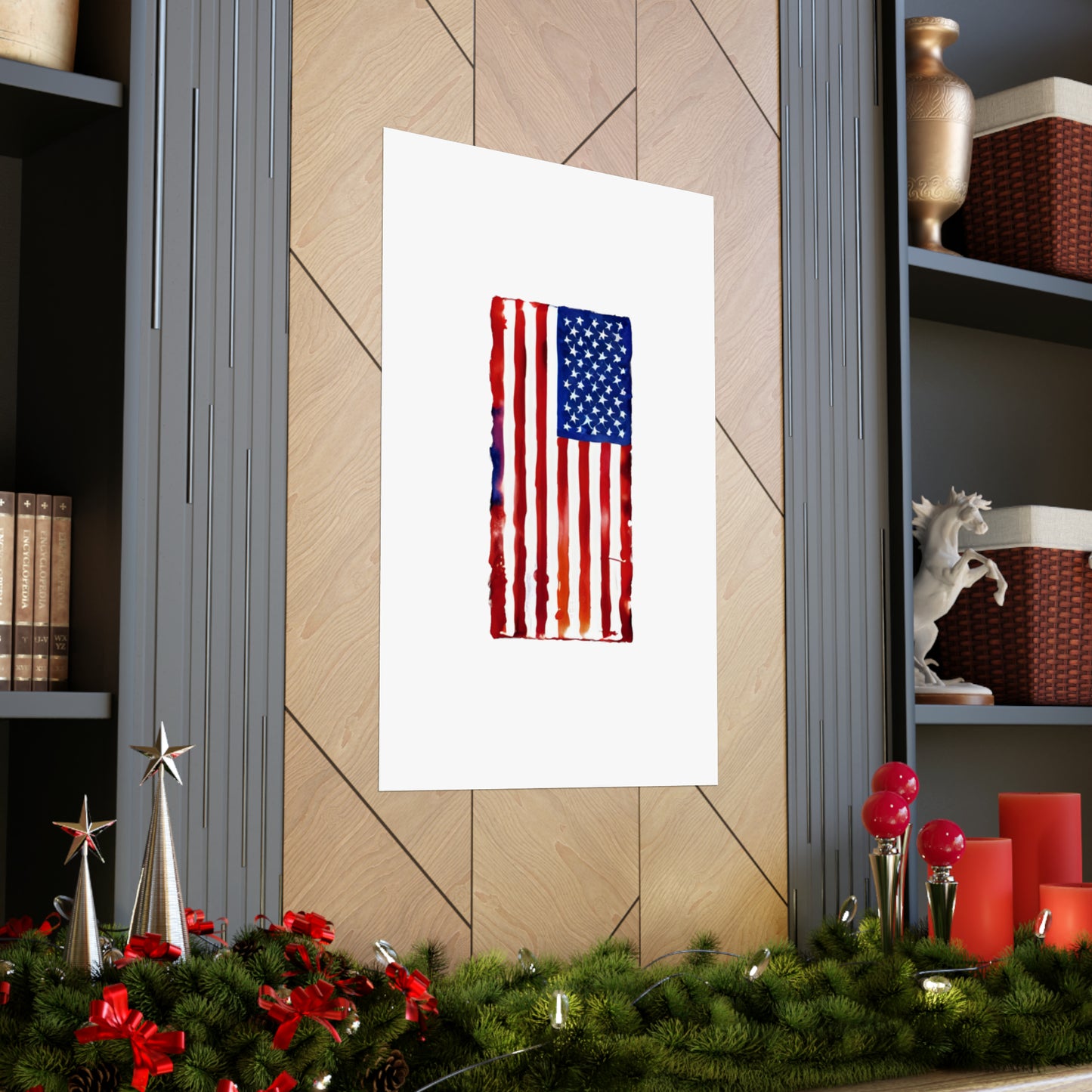 American Flag Watercolor, Premium Matte Vertical Posters