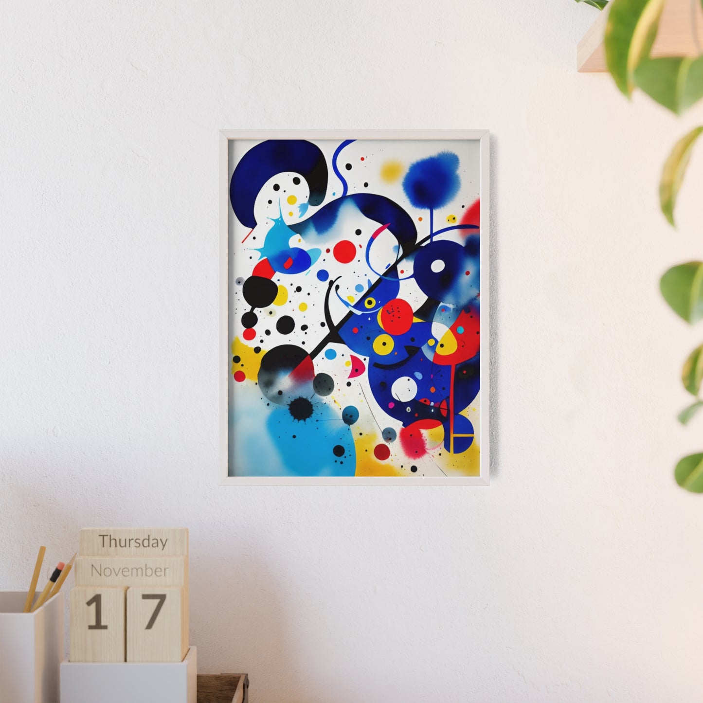 Poster with Wooden Frame, Inspired by Miro