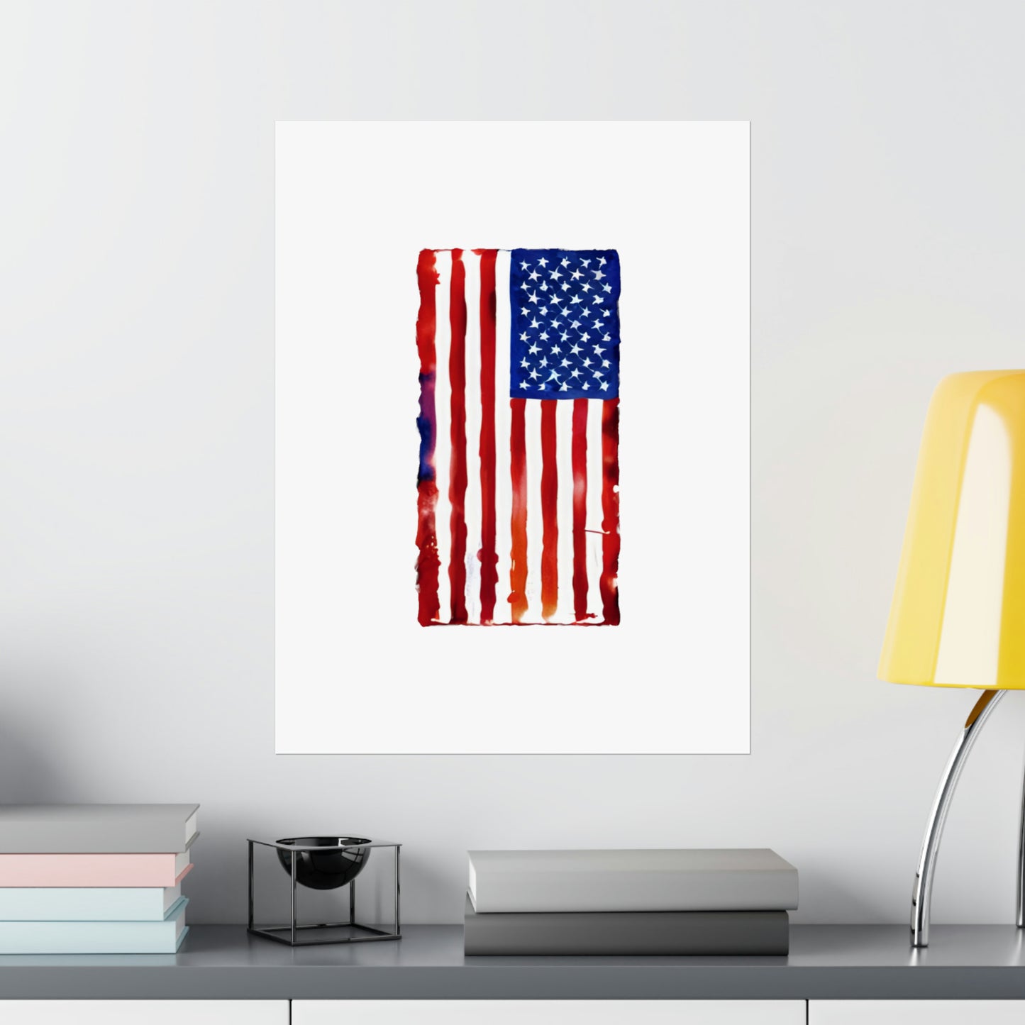 American Flag Watercolor, Premium Matte Vertical Posters