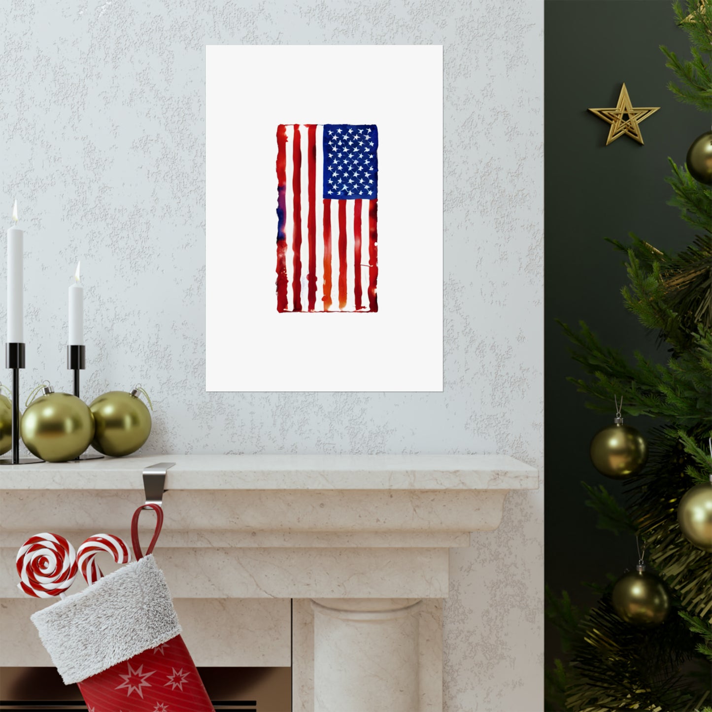 American Flag Watercolor, Premium Matte Vertical Posters