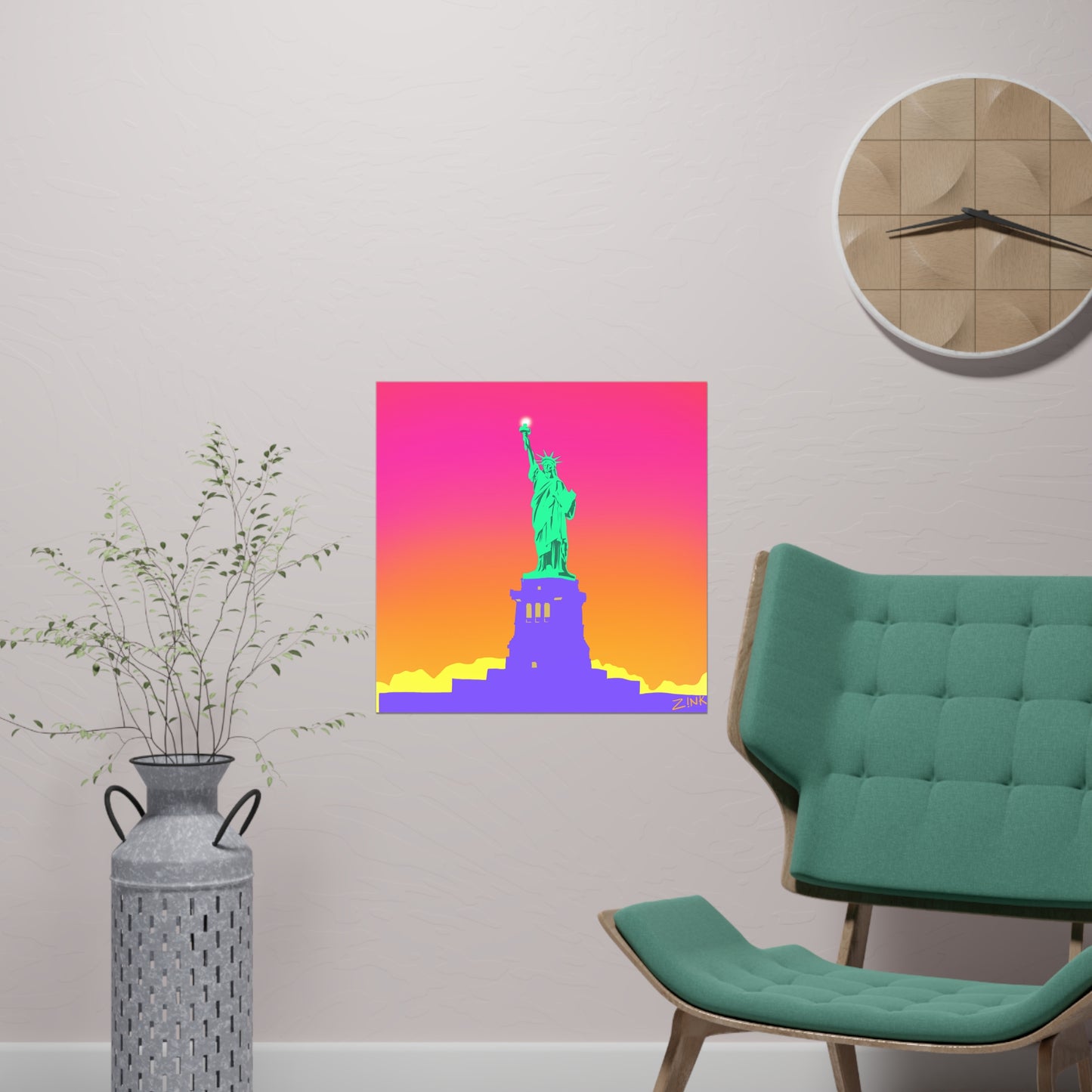 Statue of Liberty Pop Art, Matte Square Poster