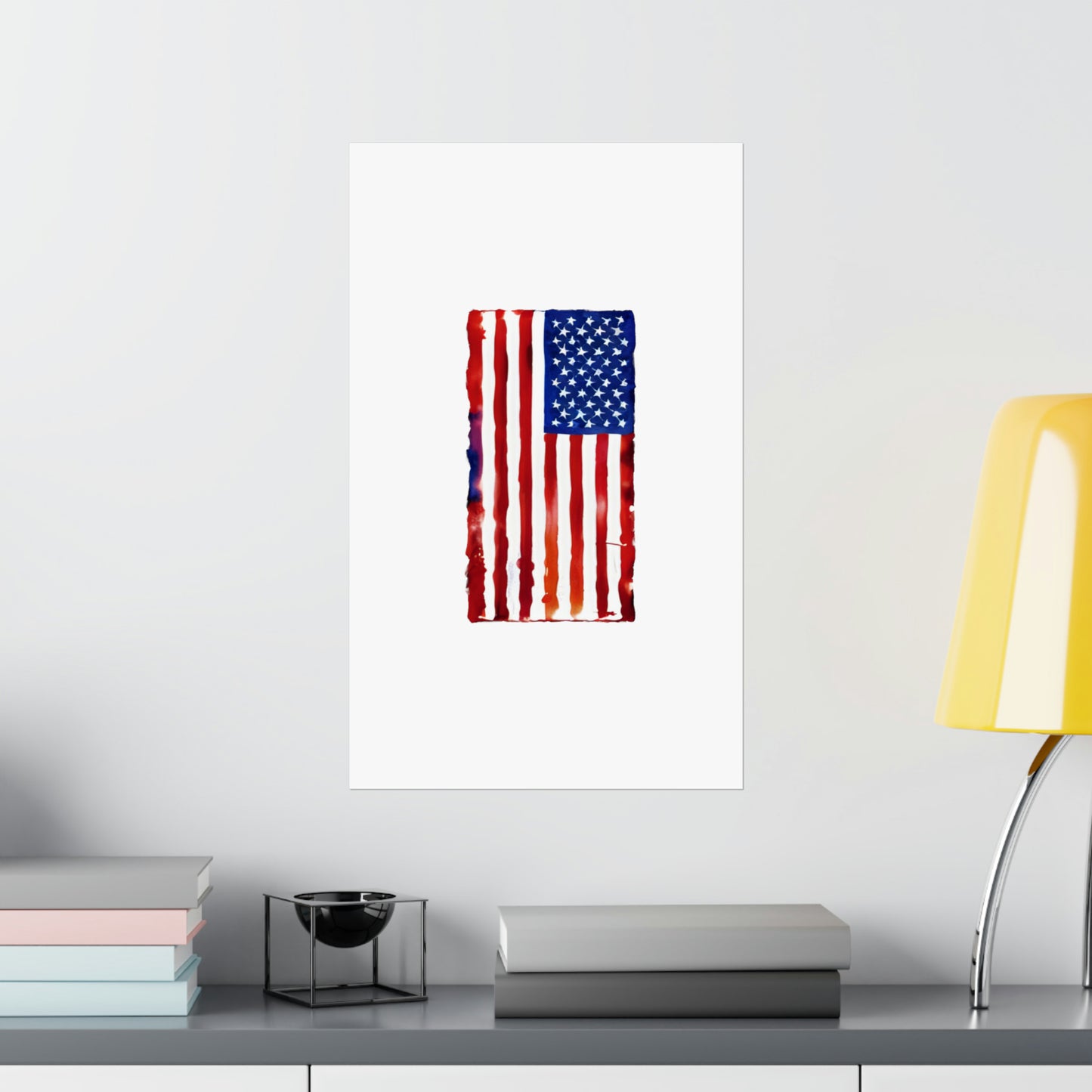 American Flag Watercolor, Premium Matte Vertical Posters