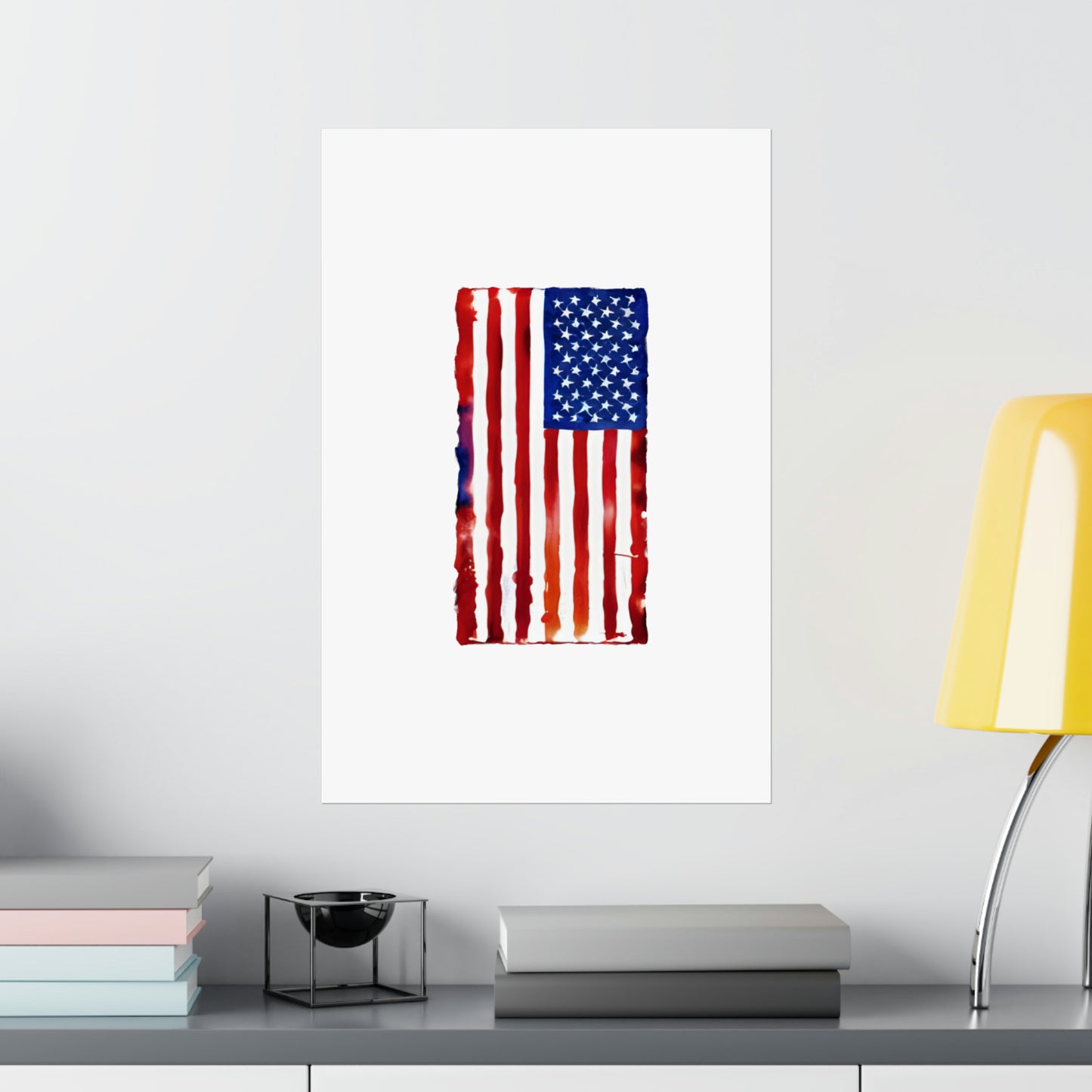 American Flag Watercolor, Premium Matte Vertical Posters