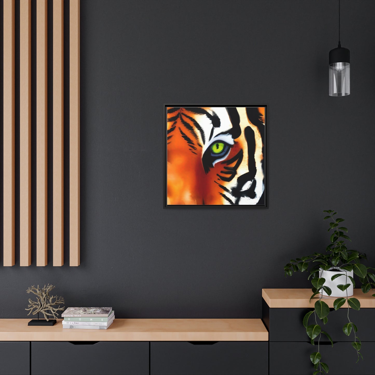 TIGER, Matte Canvas, Black Frame