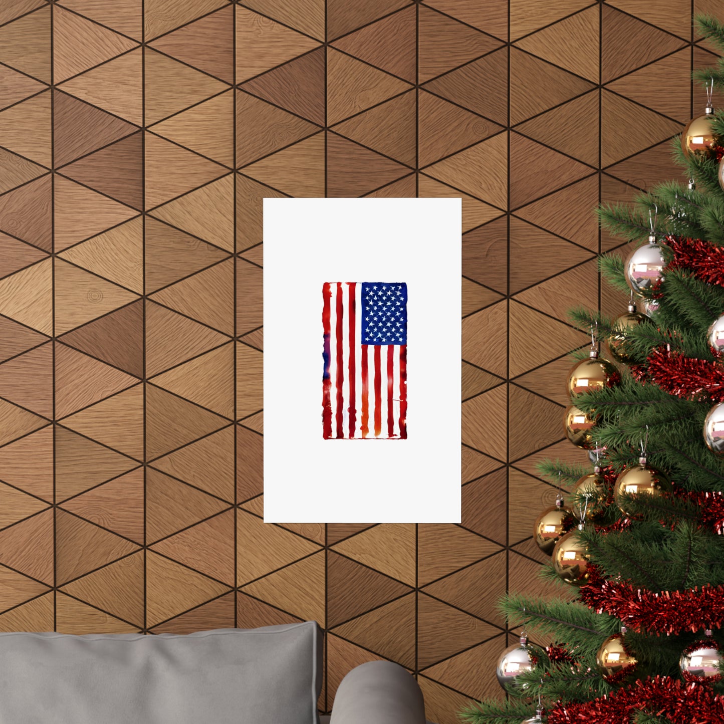 American Flag Watercolor, Premium Matte Vertical Posters