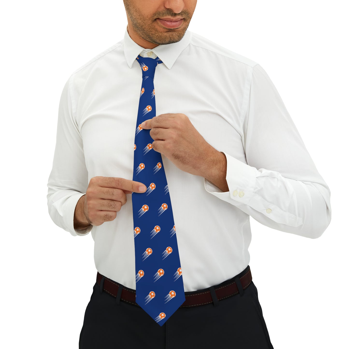 SOCCER Necktie, Orange and Blue