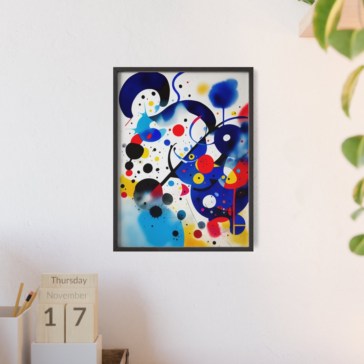 Poster with Wooden Frame, Inspired by Miro