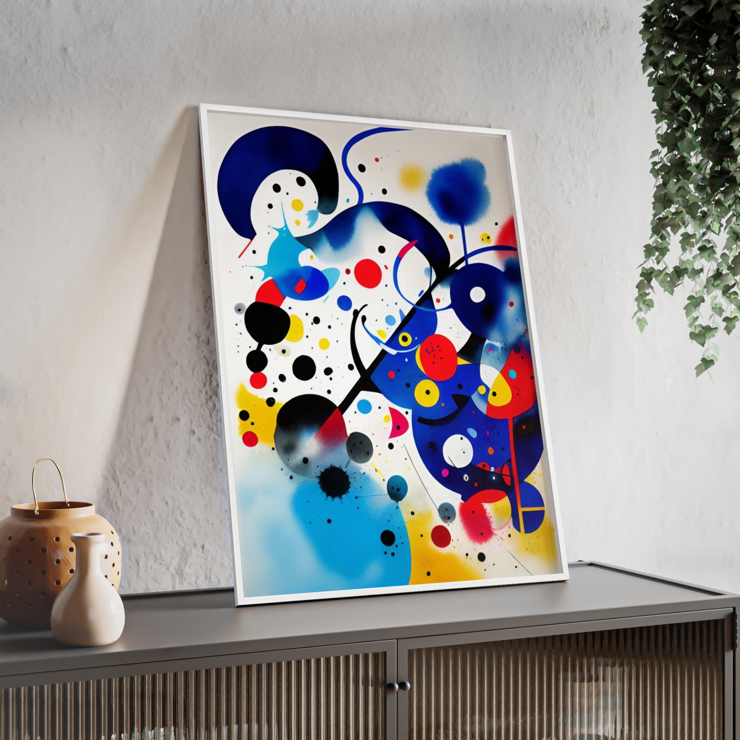 Poster with Wooden Frame, Inspired by Miro