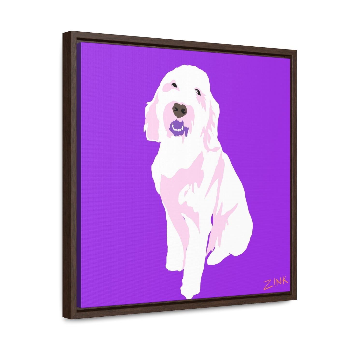 Dog Art, Square Framed Premium Gallery Wrap Canvas