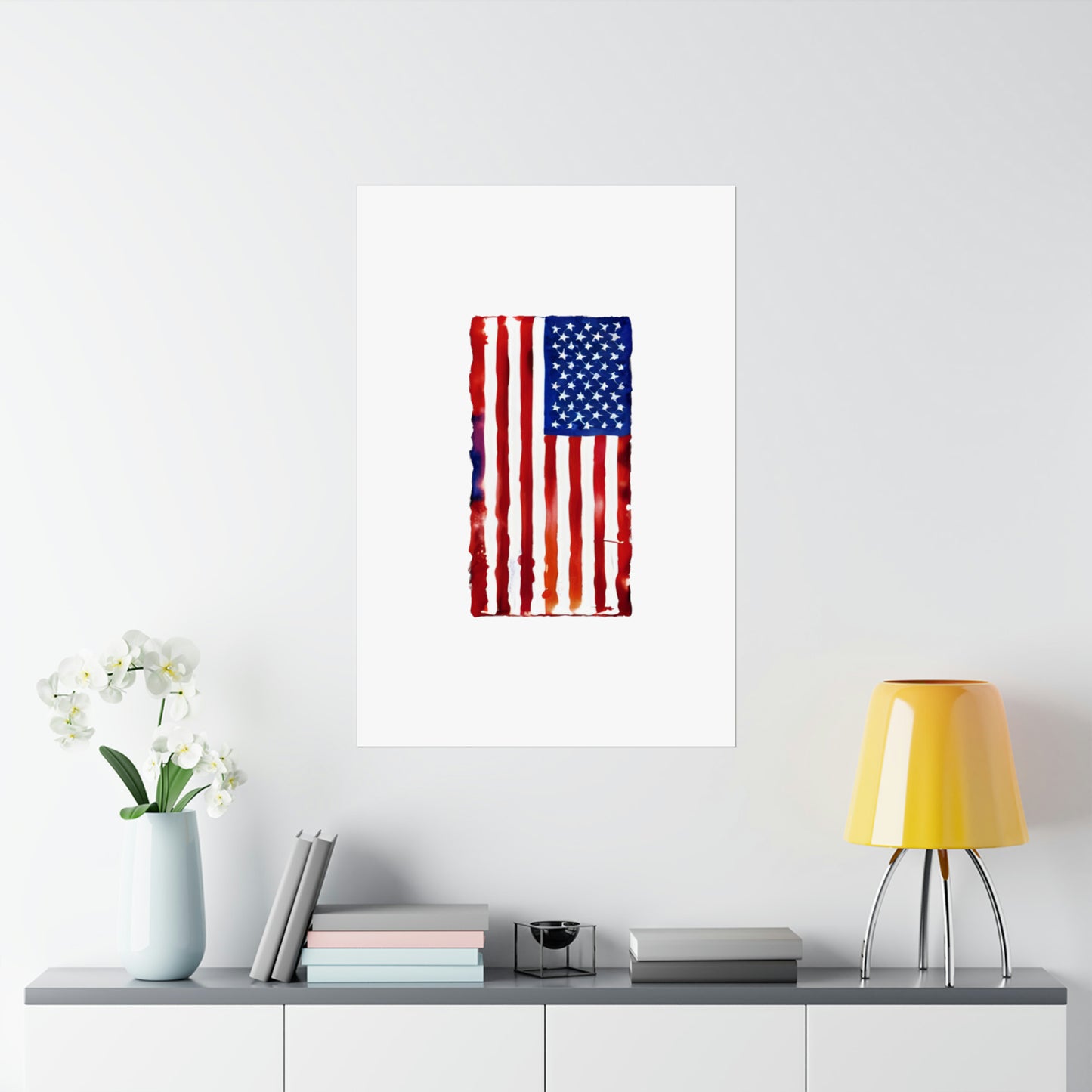 American Flag Watercolor, Premium Matte Vertical Posters