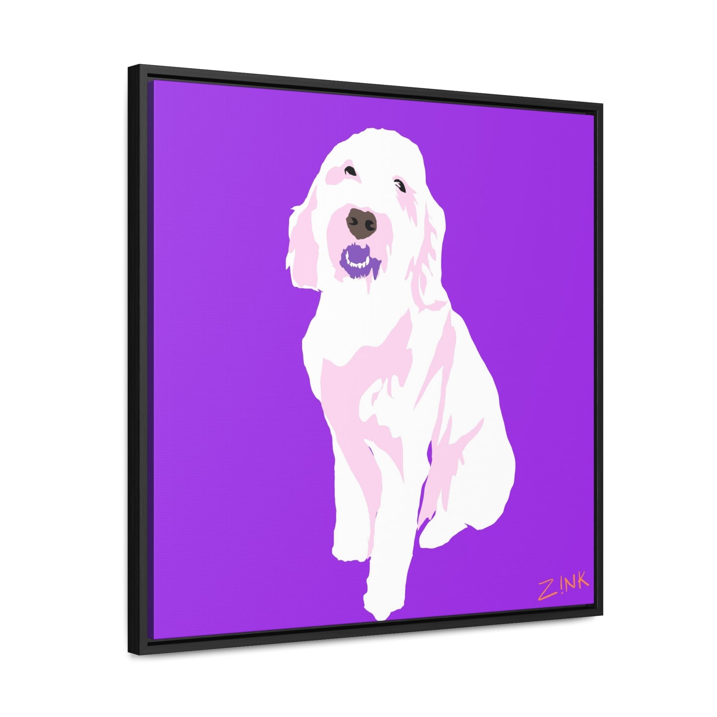 Dog Art, Square Framed Premium Gallery Wrap Canvas