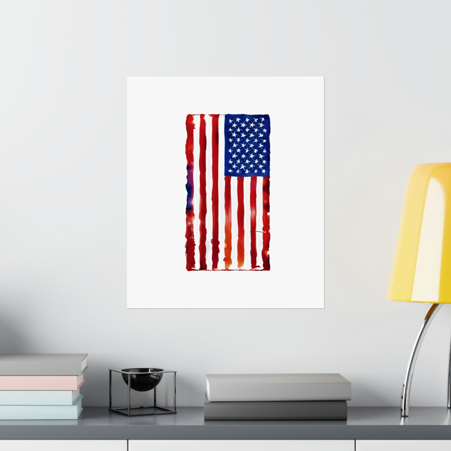 American Flag Watercolor, Premium Matte Vertical Posters