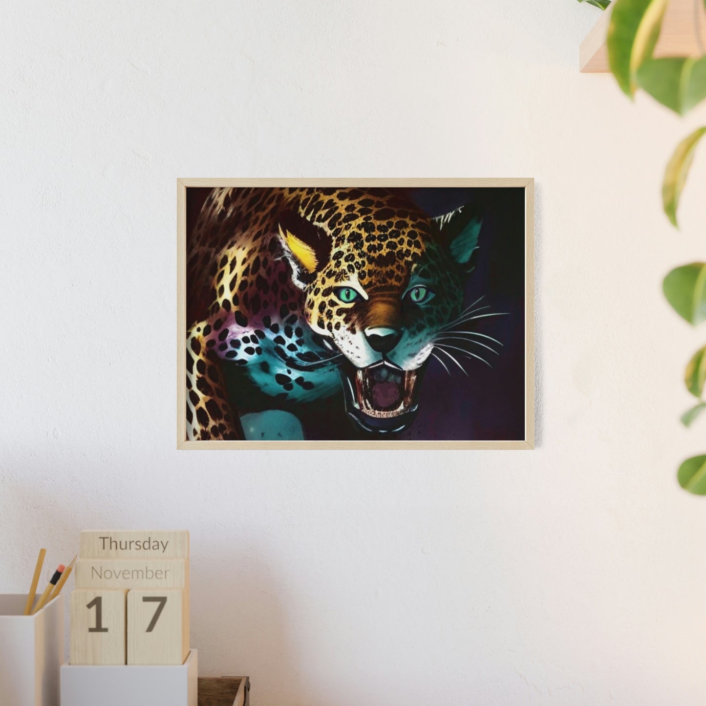 Jaguar Poster with Wooden Frame