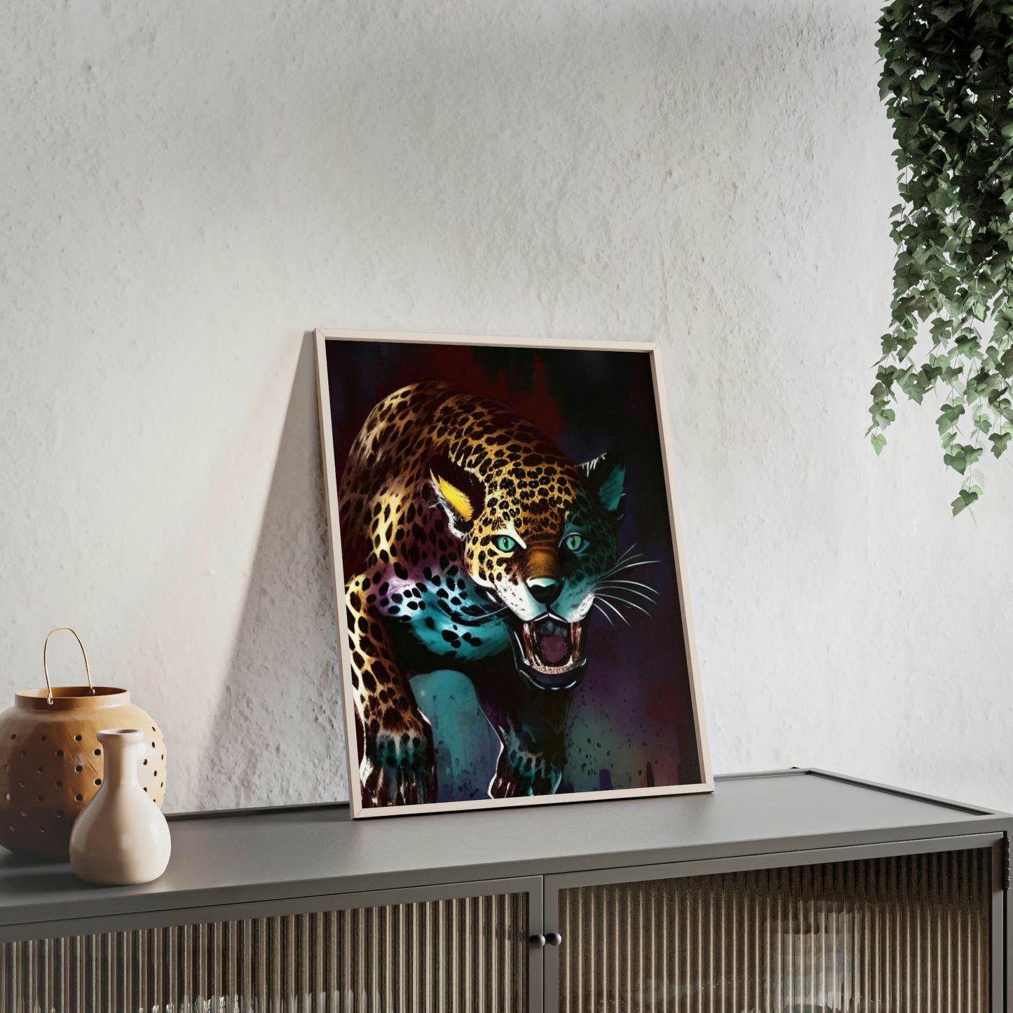 Jaguar Poster with Wooden Frame