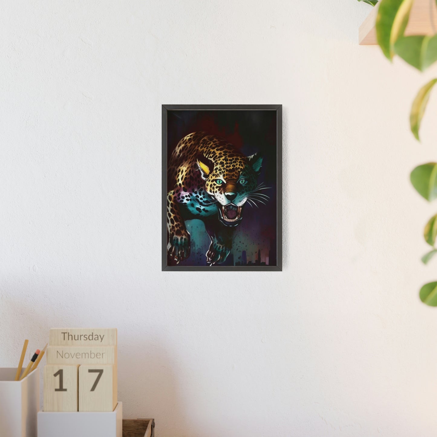 Jaguar Poster with Wooden Frame