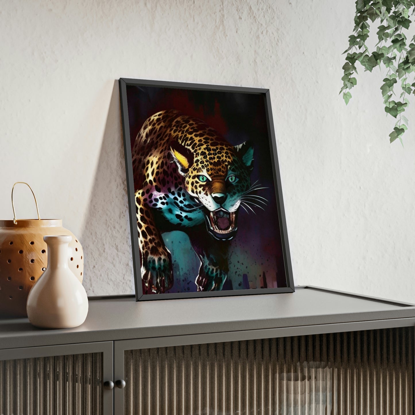 Jaguar Poster with Wooden Frame