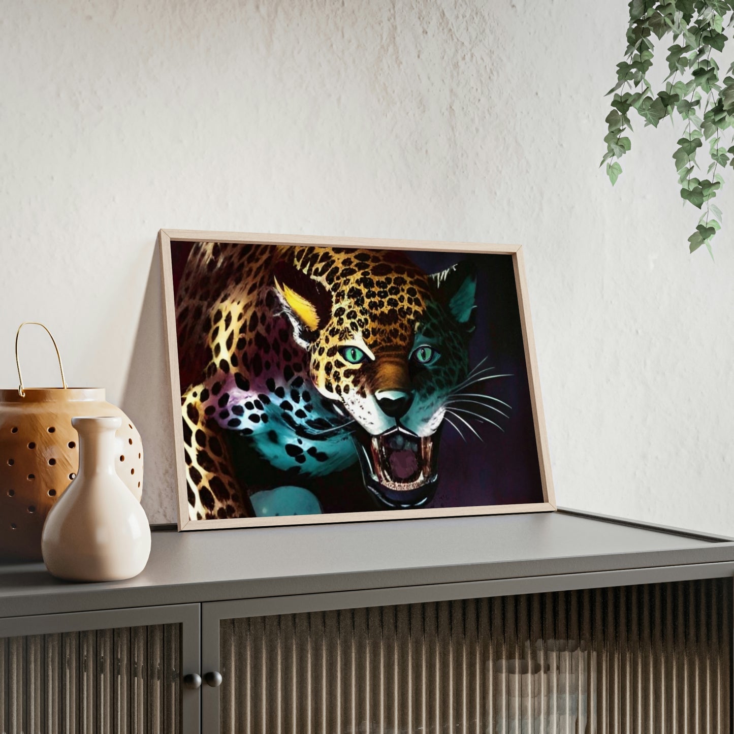 Jaguar Poster with Wooden Frame