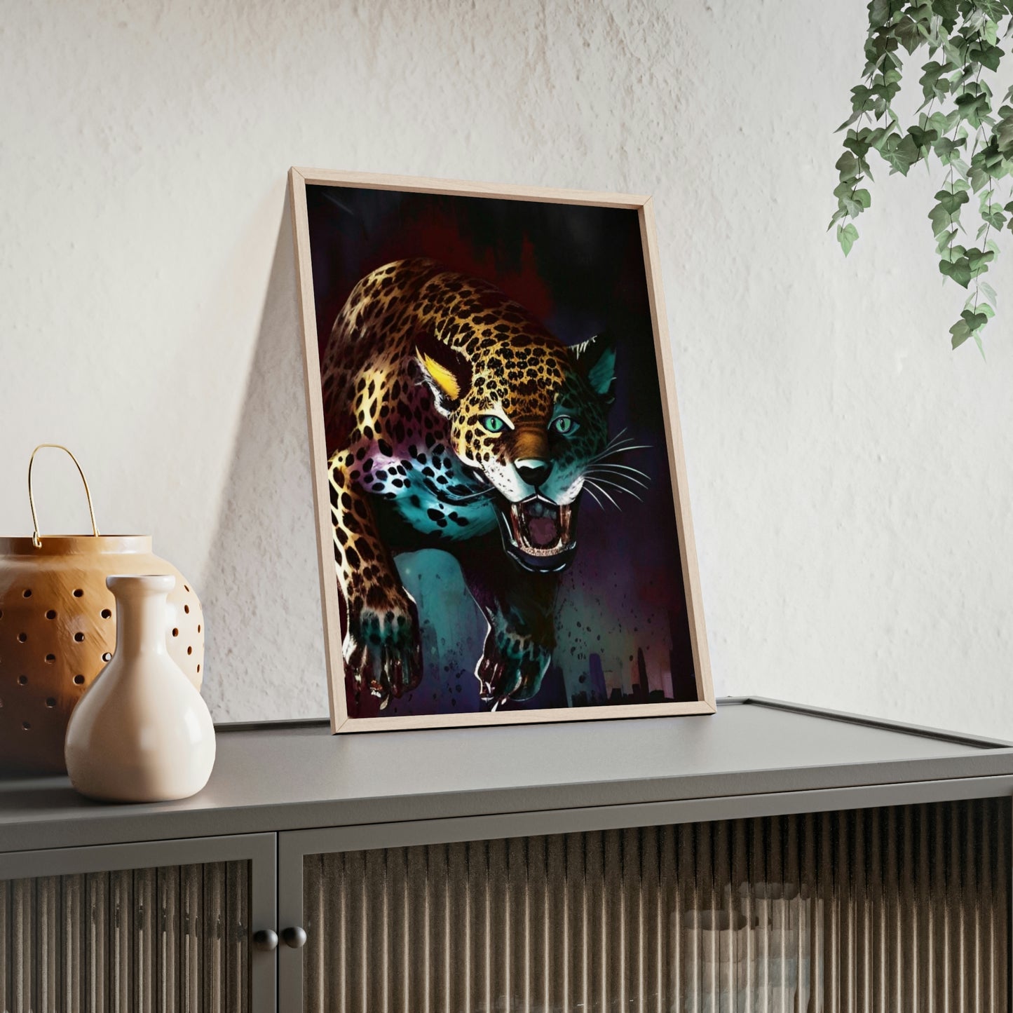 Jaguar Poster with Wooden Frame