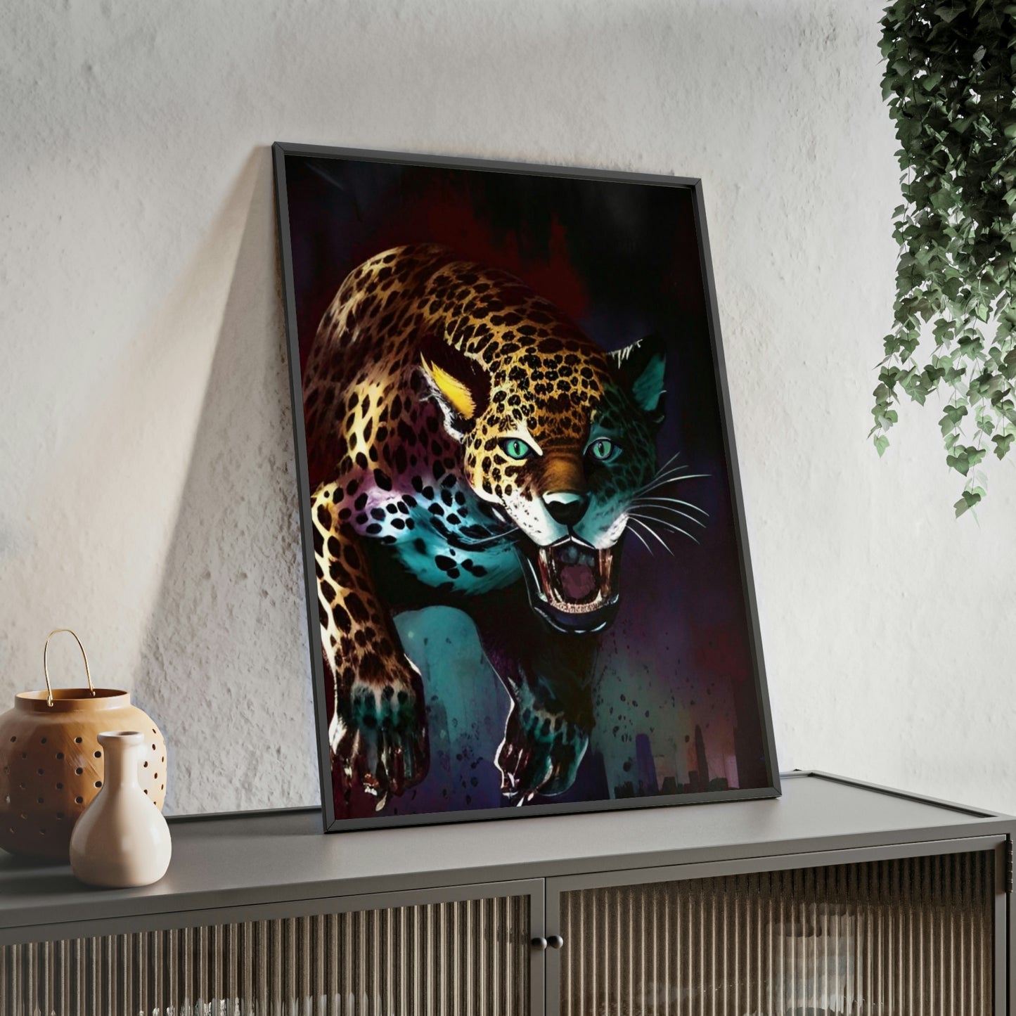 Jaguar Poster with Wooden Frame