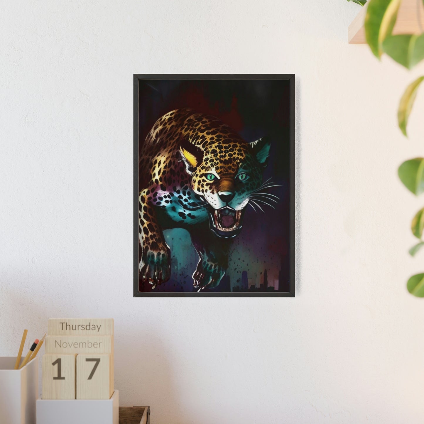 Jaguar Poster with Wooden Frame